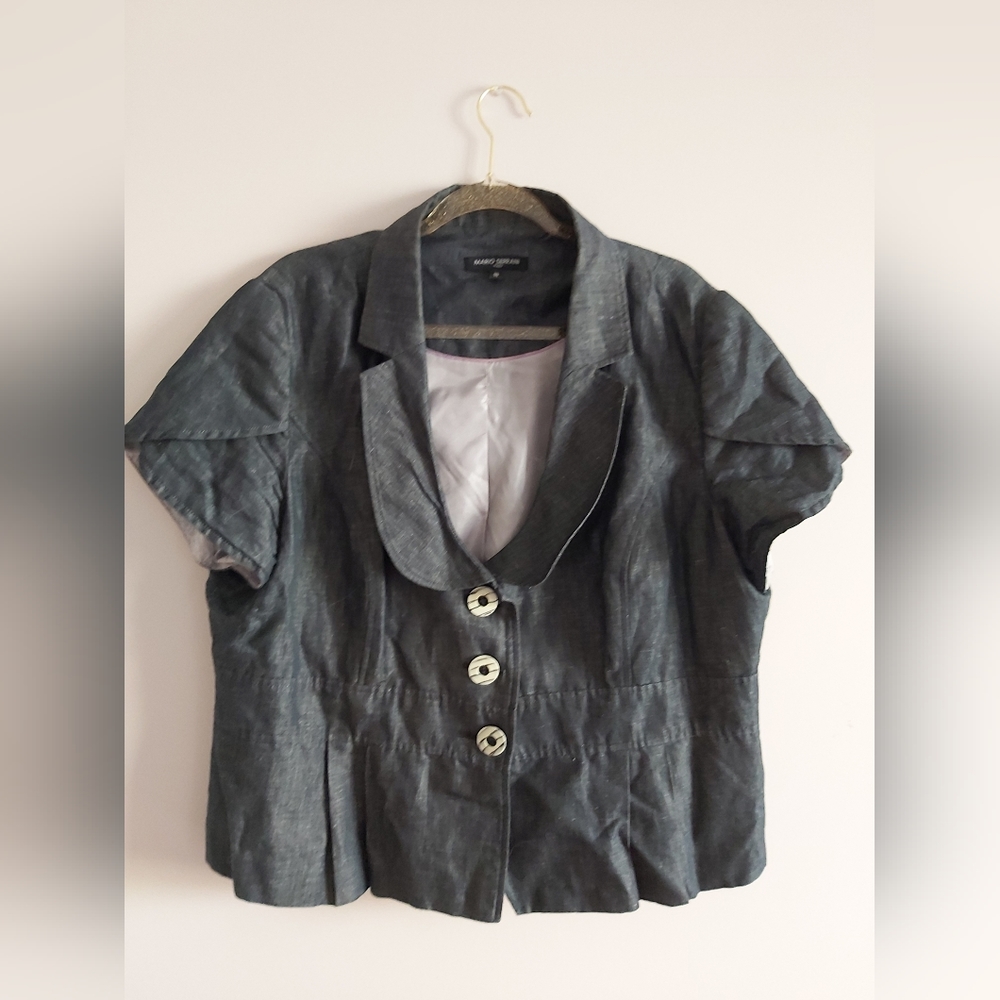Cap sleeve grey linen blazer size 18